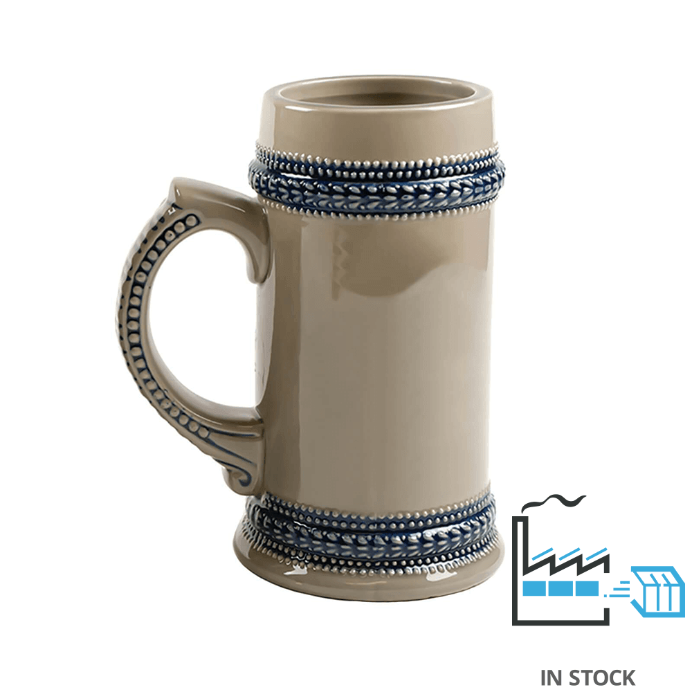 Classic German Glass Stein Beer Mug - 22 oz Capacity