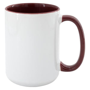 15 oz Inner & Handle Colored Mug - Maroon , Accent Mugs , PHOTO USA