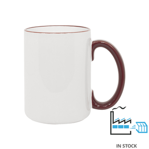 15 oz Rim & Handle Colored Mug - Maroon - PhotoUSA | Wholesale Sublimation Blanks & Fulfillment | ORCA® Coating