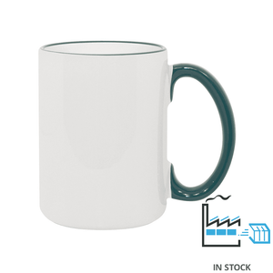 15 oz Rim & Handle Colored Mug - Green - PhotoUSA | Wholesale Sublimation Blanks & Fulfillment | ORCA® Coating