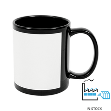 11 oz Ceramic Mug - Black Mug w/ Decal White Patch , Accent Mugs , PHOTO USA