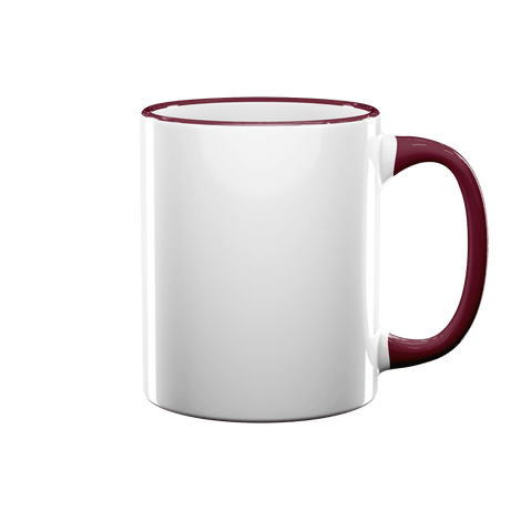 11 oz Rim & Handle Colored Mug - Maroon , Accent Mugs , PHOTO USA