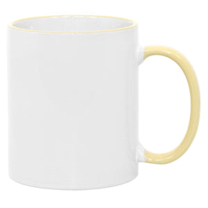 11 oz Rim & Handle Colored Mug - Yellow , Accent Mugs , PHOTO USA