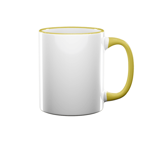 11 oz Rim & Handle Colored Mug - Yellow , Accent Mugs , PHOTO USA