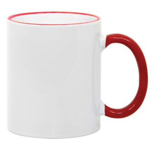 11 oz Rim & Handle Colored Mug - Red , Accent Mugs , PHOTO USA