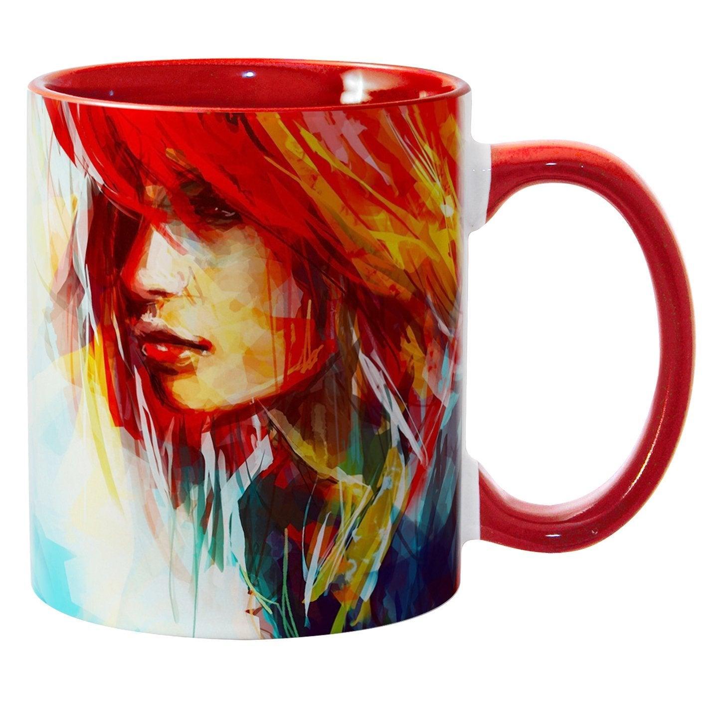 Hydro Homies - 11oz Colored Handle and Rim Coffee Mug, Red