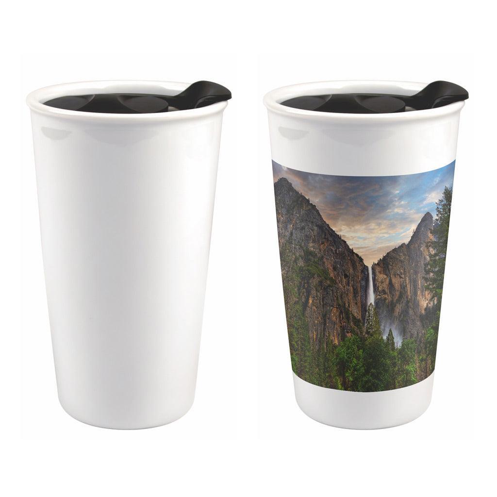 12 oz Eco Traveler - Double Ceramic Travel Mug w/Black Lid – Blank