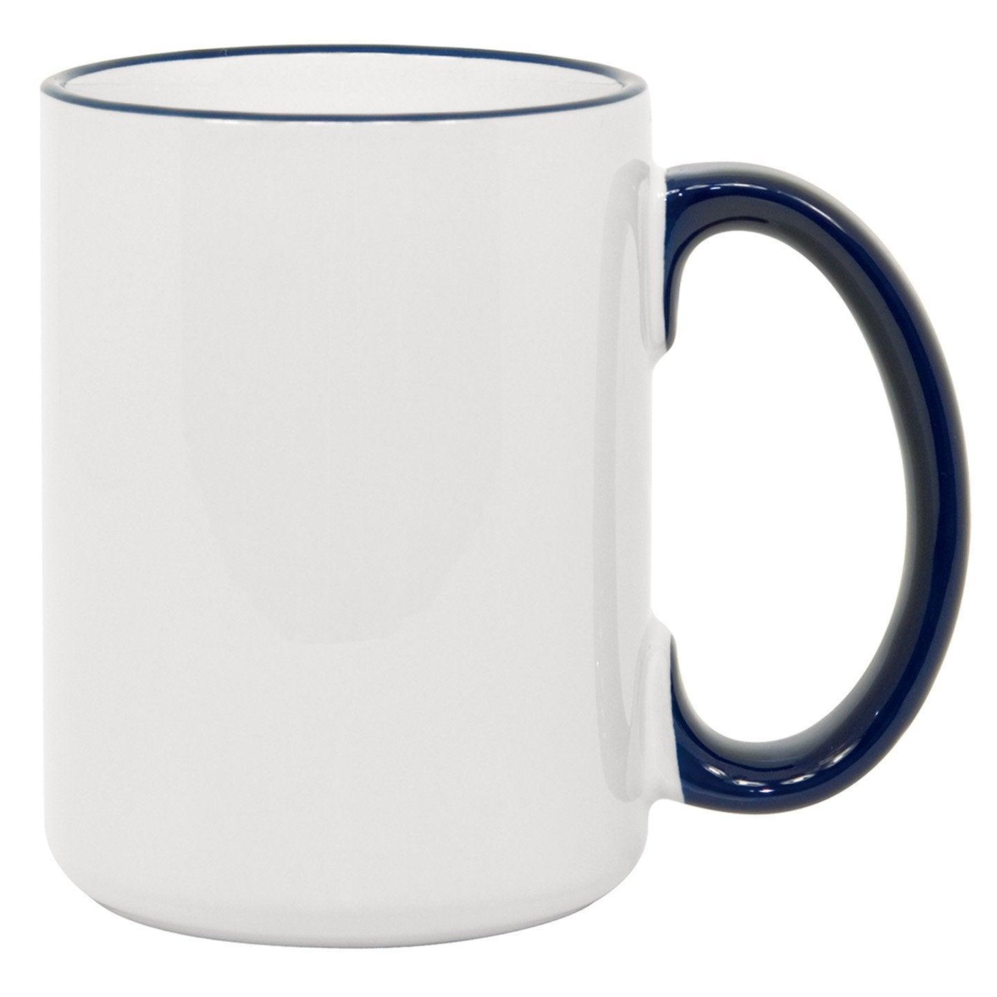 15 oz Rim & Handle Colored Mug - Blue – Blank Sublimation Mugs