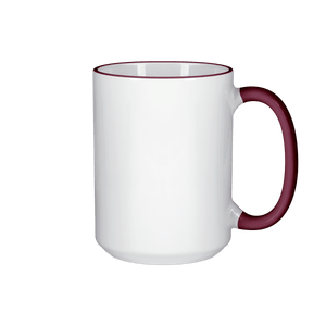 15 oz Rim & Handle Colored Mug - Maroon , Accent Mugs , PHOTO USA