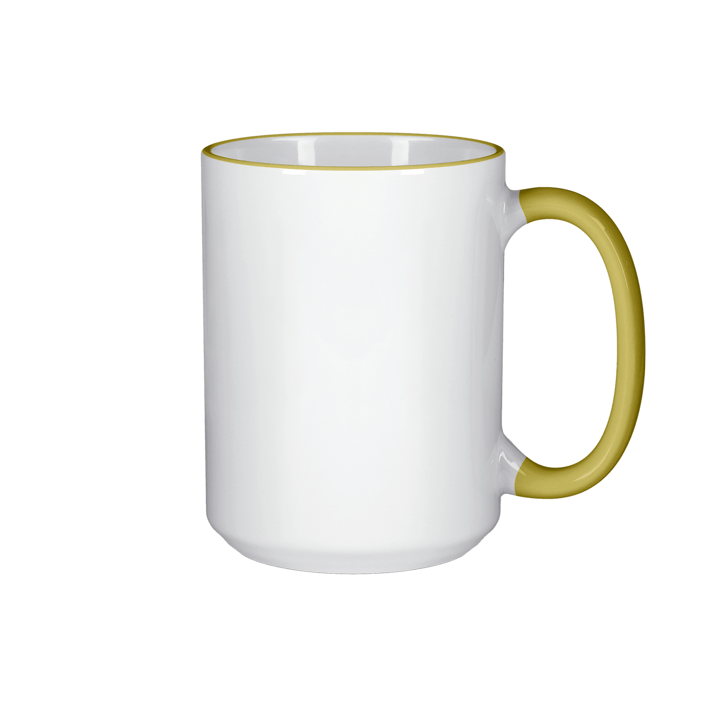 15 oz Rim & Handle Colored Mug - Yellow , Accent Mugs , PHOTO USA