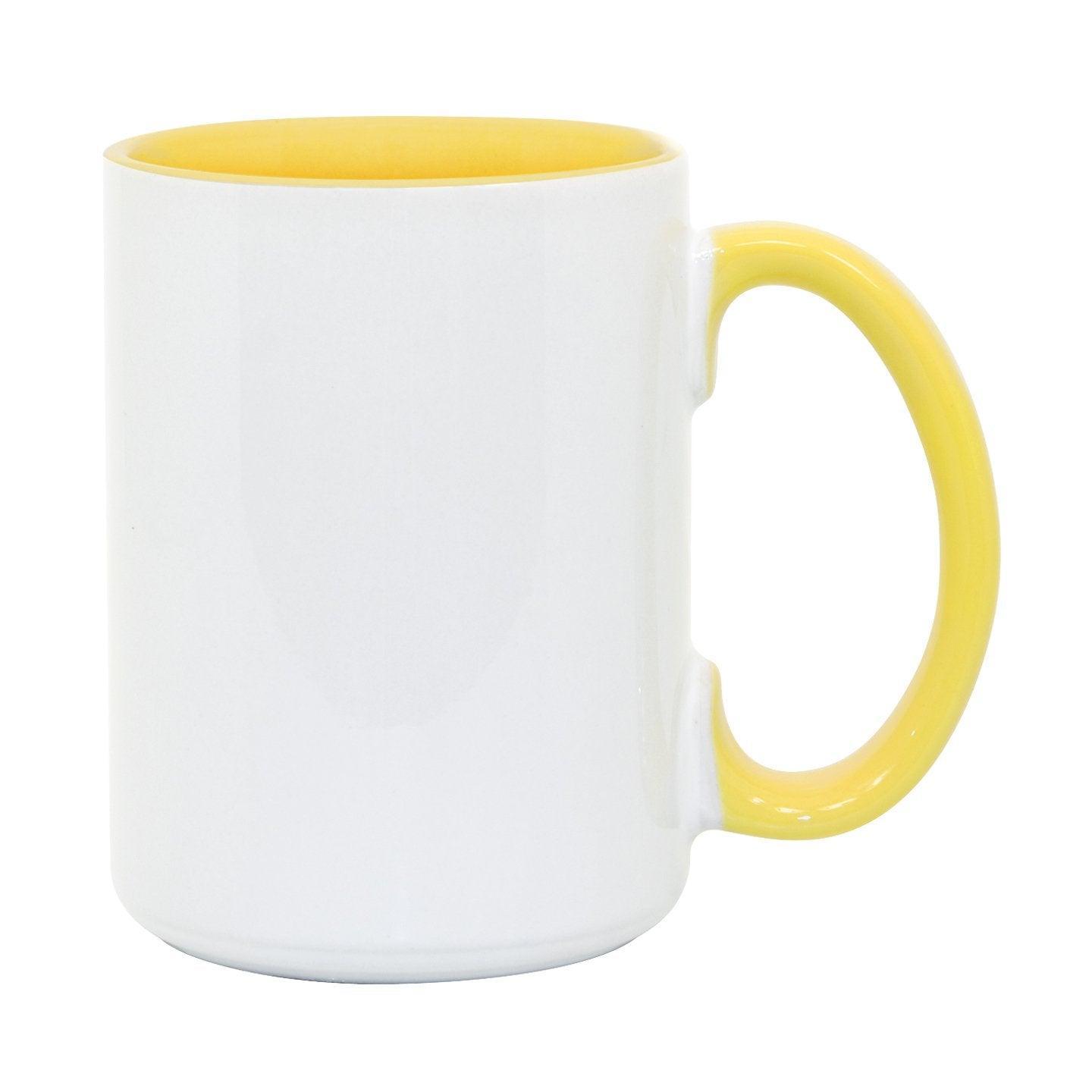 15 oz Inner & Handle Colored Mug - Yellow – Blank Sublimation Mugs
