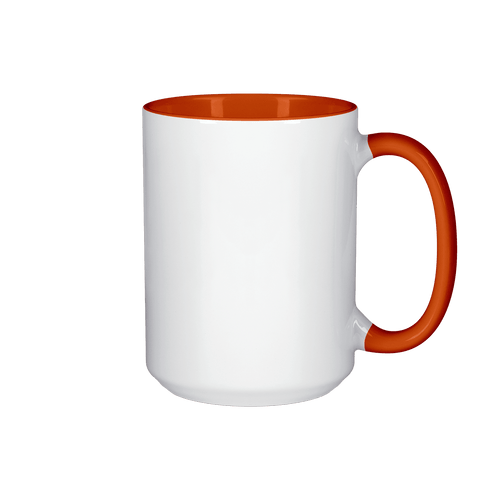 15 oz Inner & Handle Colored Mug - Orange , Accent Mugs , PHOTO USA
