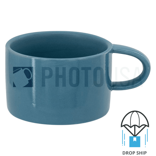 6 oz Straight-Wall Macaroon Color Coffee Mug - Aegean Blue