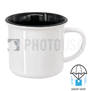 8oz Inner Color Ceramic Enamel Cup - Black