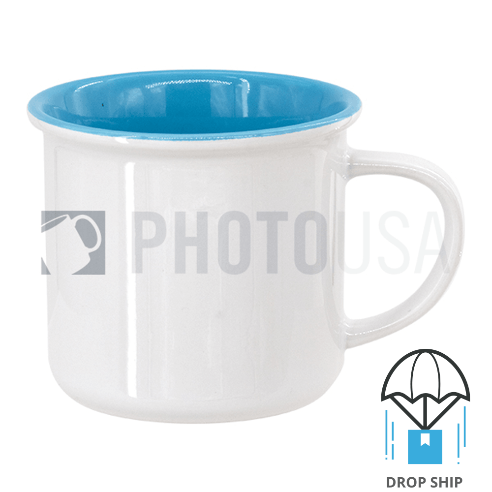 8oz Inner Color Ceramic Enamel Cup - Light Blue
