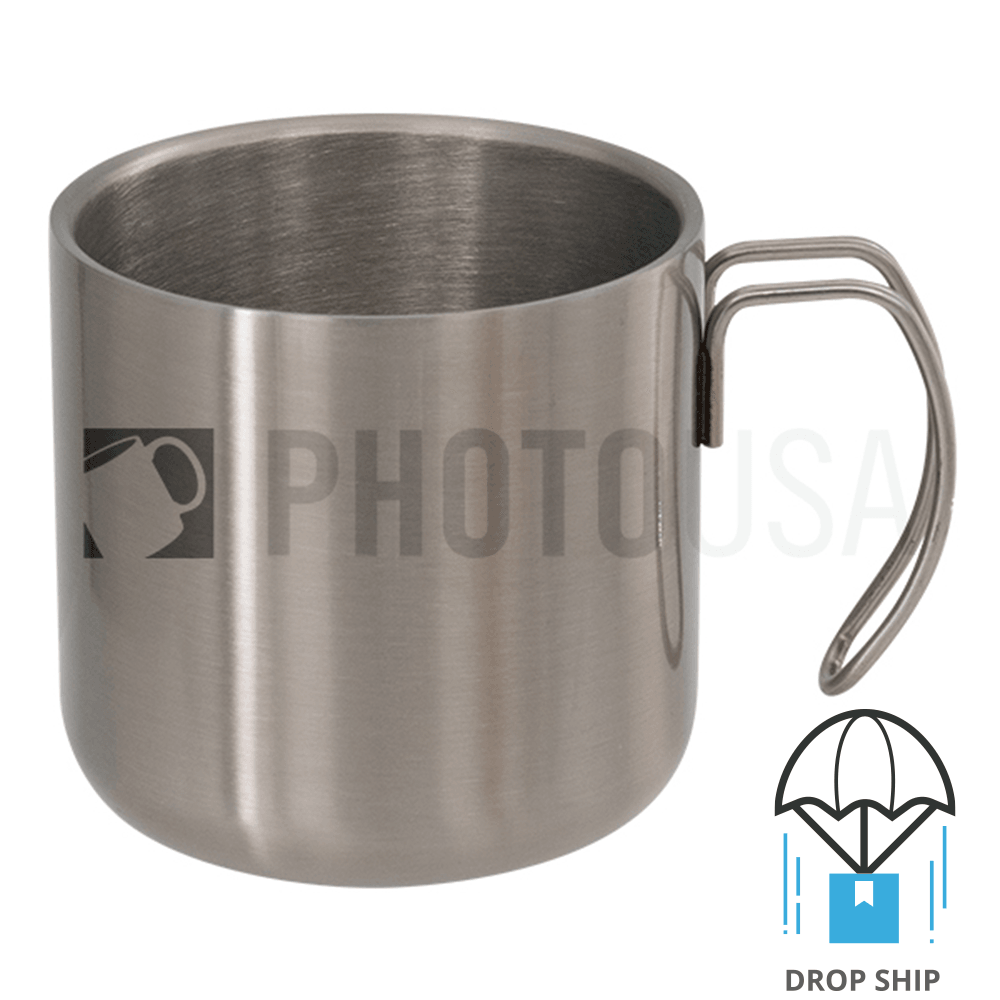 10oz Stainless Steel Coffee Cup w/ Steel Wire Handle - Stainless Steel
