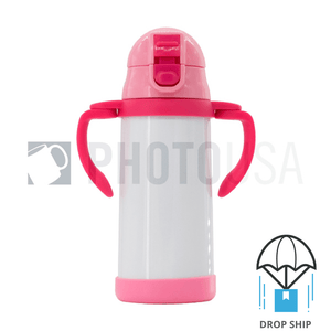 350ml Double Handle Baby Water Bottle w/ Straw (Pink)